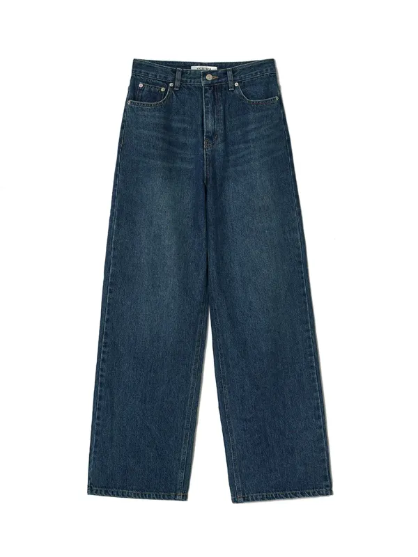 Essential Wide Denim Pants Dark Blue