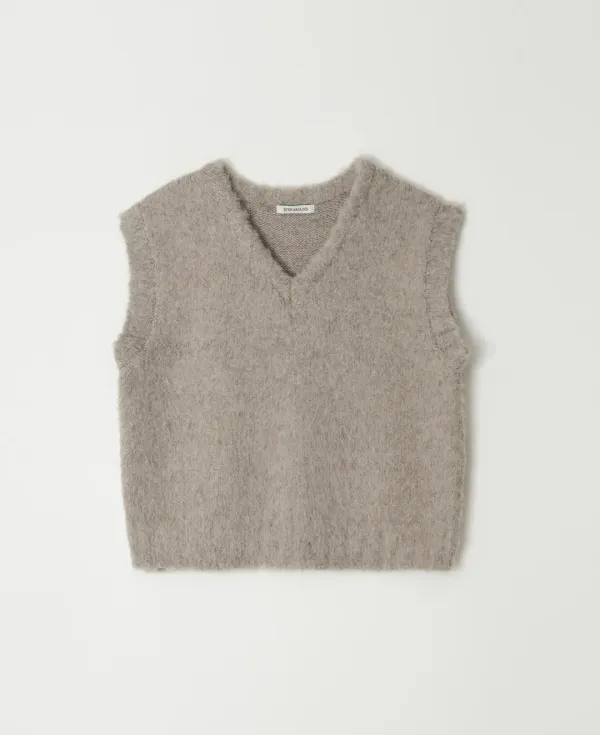 Brushed Knit Vest_SAND STONE