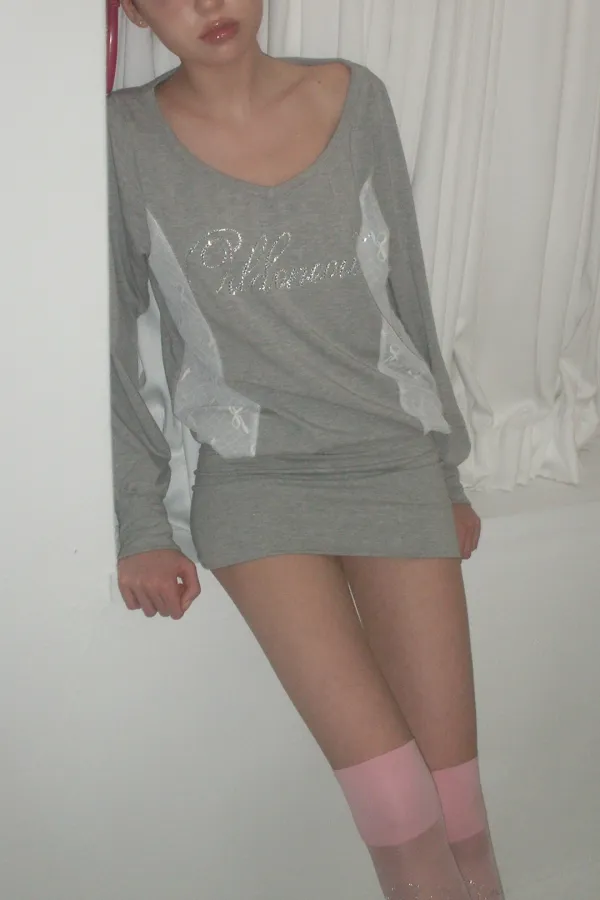 STONE LOGO BACK STRING DRESS M.GRAY