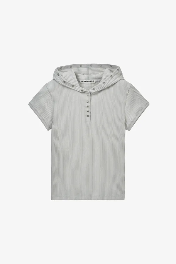슬림 스냅 후디 탑 LIGHT GREY