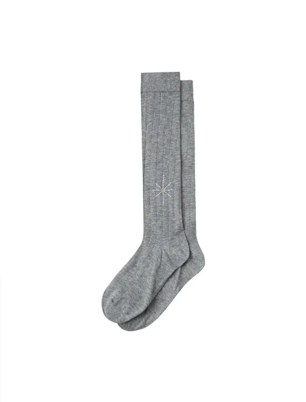 [1st REORDER] GLITTERING GEM RIBBED SOCKS [GREY]