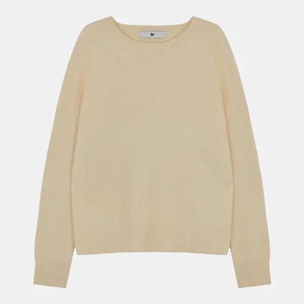 cashmere classic whole garment knitted pullover (light yellow)
