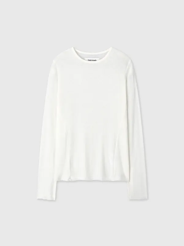 (W) CREW NECK LONG SLEEVE TOP_ IVORY