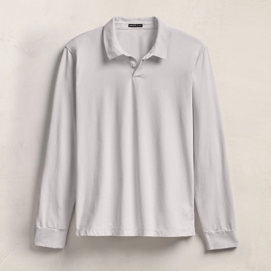 제임스펄스 Heavy Luxe Jersey Long Sleeve Polo - Light Mist 상품 이미지 1
