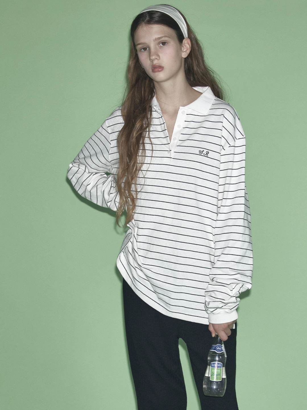 쏘이르 STRIPE PK T-SHIRT - WHITE 상품 이미지 2