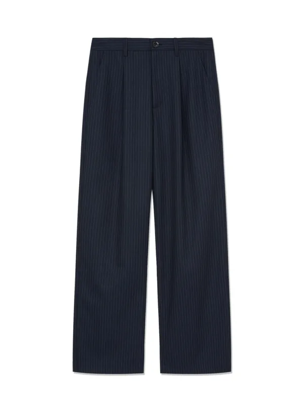 G GENTLE WIDE LEG PINSTRIPE PANTS 2.0 (NAVY)