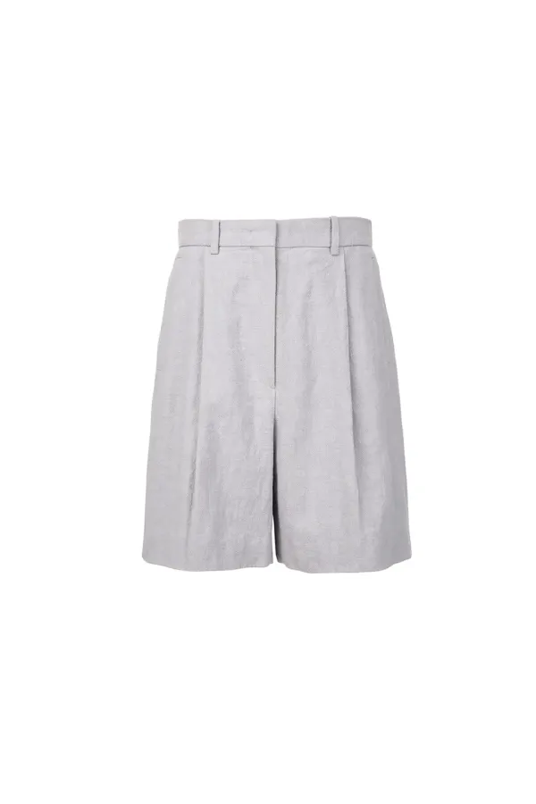 One Tuck Bermuda Shorts, Grey