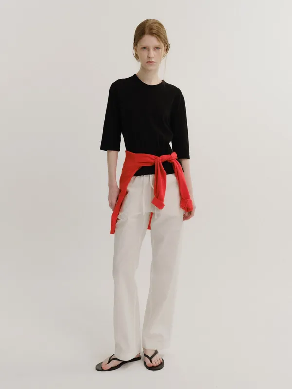 Cotton drawstring pants (White)