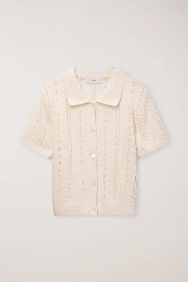 COLLARED HALF SLEEVE CARDIGAN CREAM_UDSW6B223CR