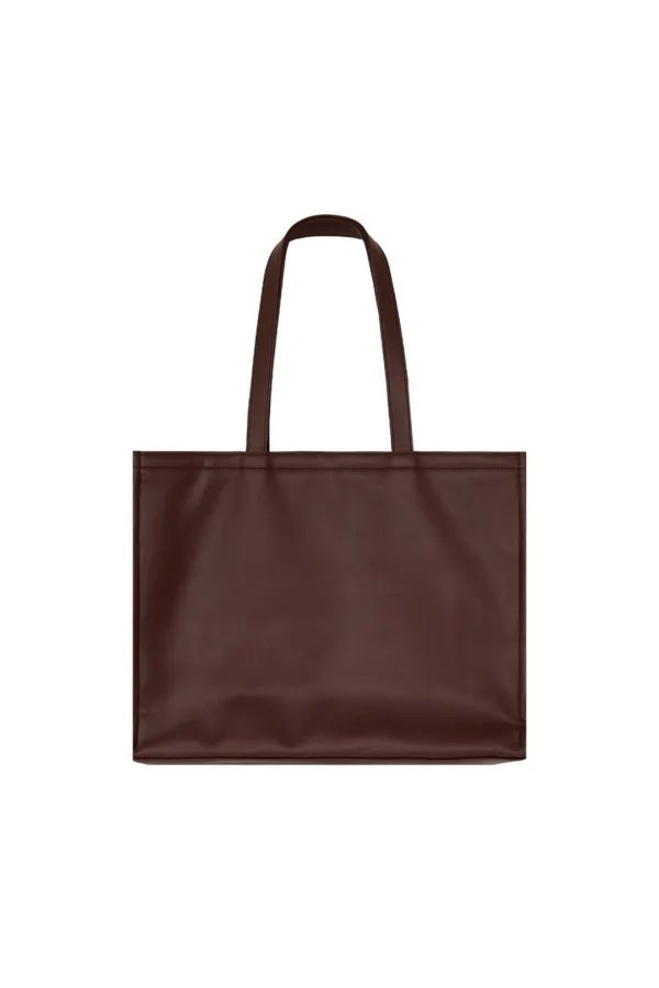 FAUX LEATHER 02 TOTE BAG (BROWN)