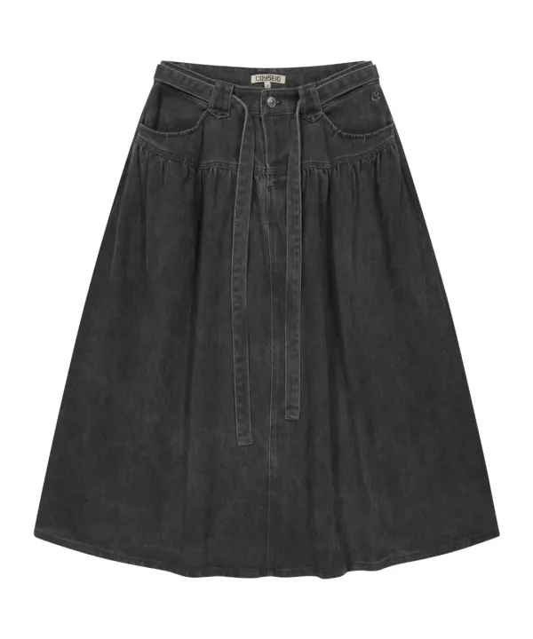PUFFY COTTON SKIRT CHARCOAL