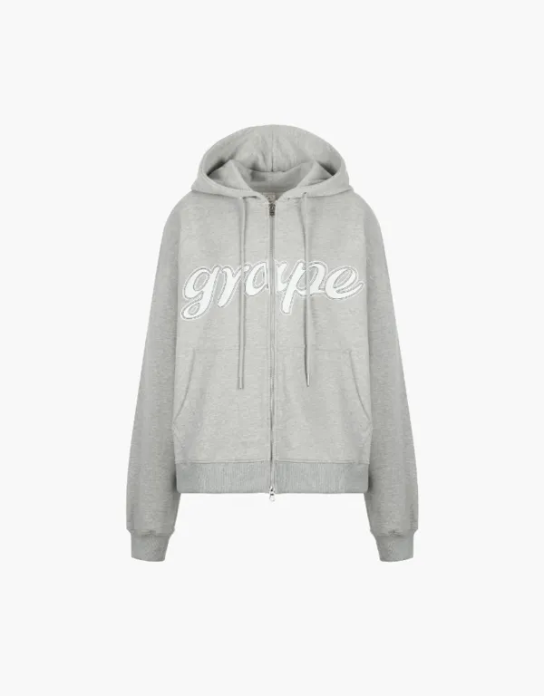 grape hood zip up - melange grey
