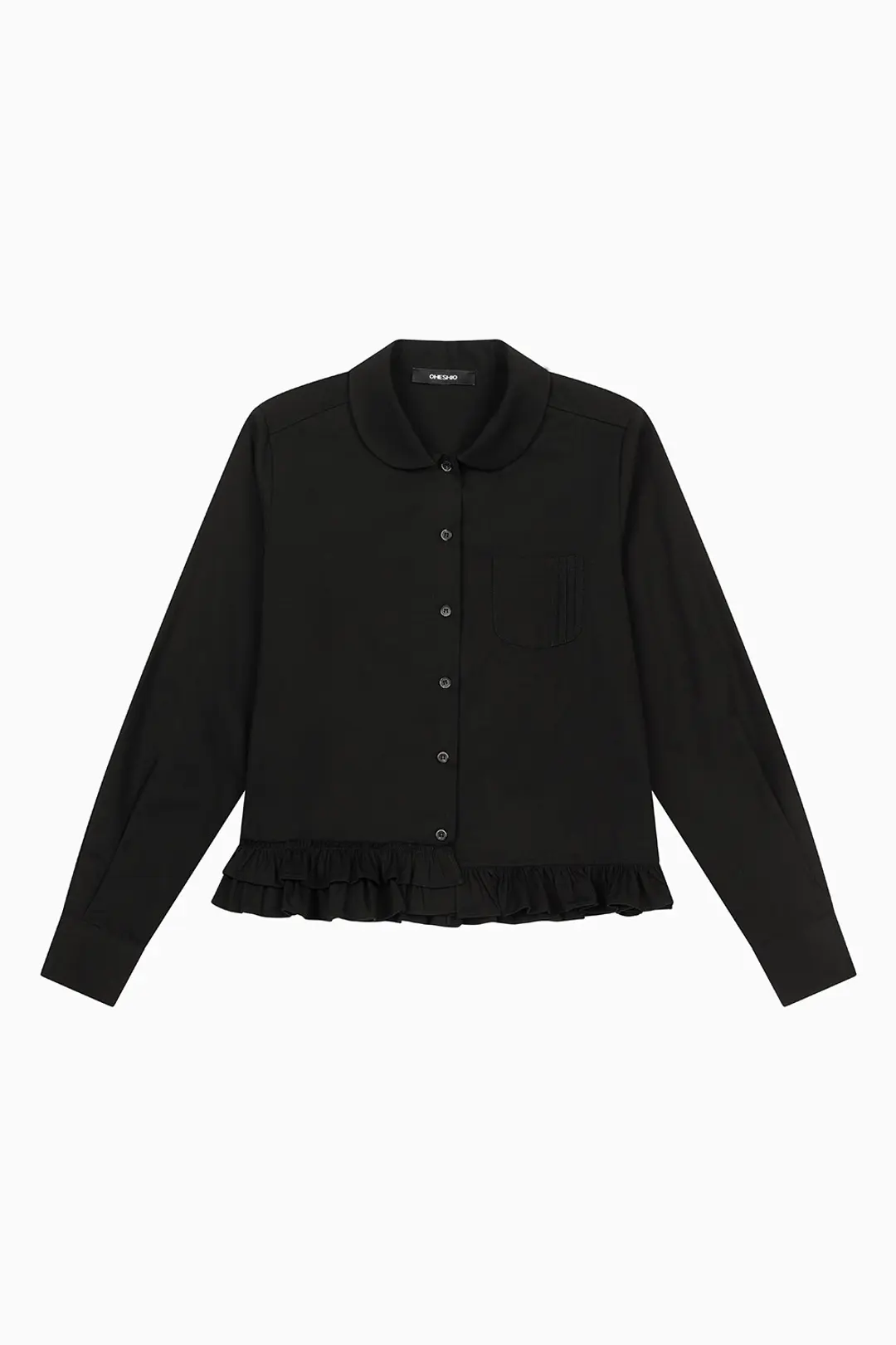오헤시오 FRILL POCKET BLOUSE, BLACK 상품 이미지 3