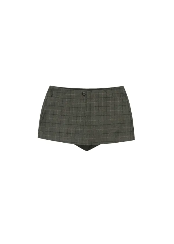 CHECK MINI SKIRT SHORTS, CHECK