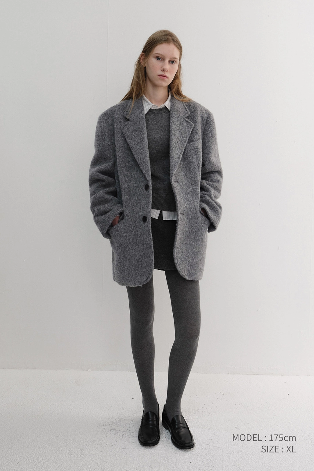 던스트 UNISEX ALPACA BLAZER COAT MELANGE GREY_UDJA6D123G2 상품 이미지 1
