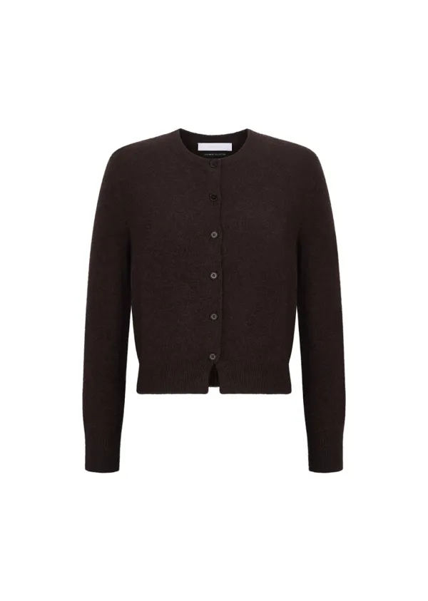 Cashmere Crewneck Cardigan, Brown