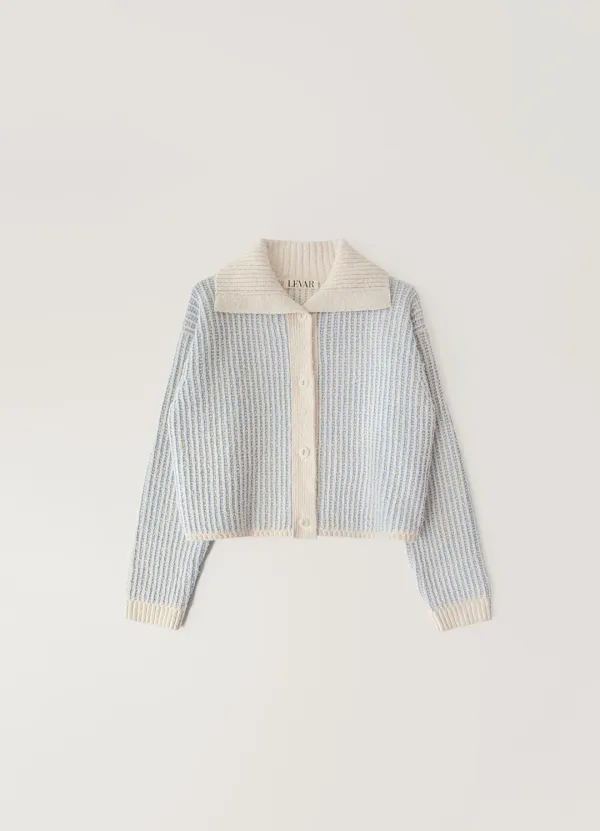 Tucking Reversible Knit Cardigan - Light Blue