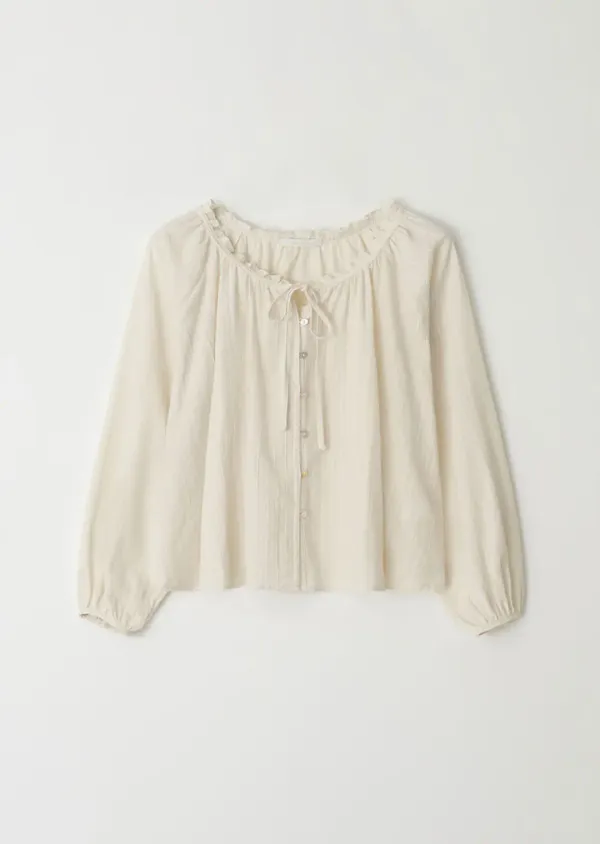 lace ruffle blouse-cream