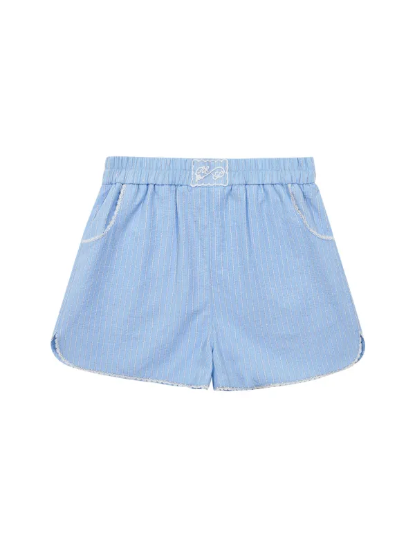STRIPED LACE SHORTS (LIGHT BLUE)