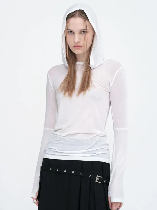 Minimal Ribbed Hoodie [Ivory]