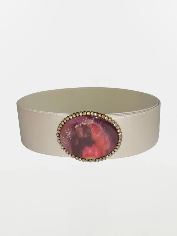 Jewel Buckle Belt Metallic Ivory