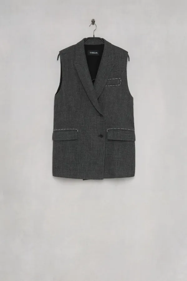 Oscar Linen Vest charcoal
