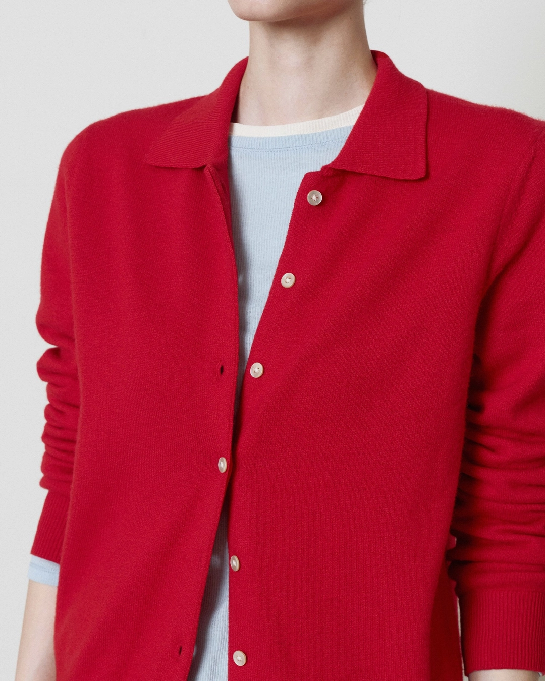 브라운야드 W Collar Cardigan, Red 상품 이미지 2