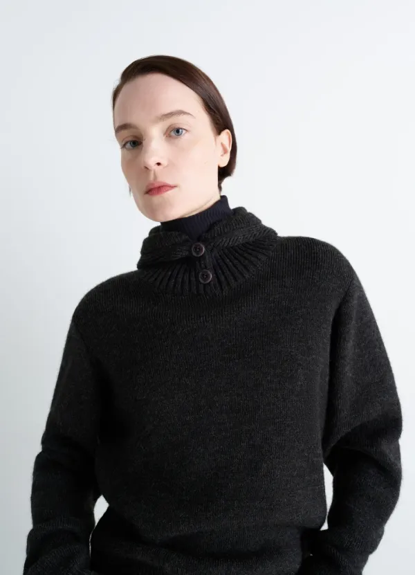 SWEATER WITH HOOD IN WOOL ALPACA