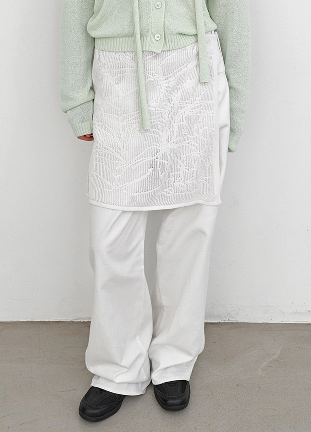 아뜰리에 나인 (SK-5078)FLOWER LACE LAYERD KNIT SKIRT 상품 이미지 1