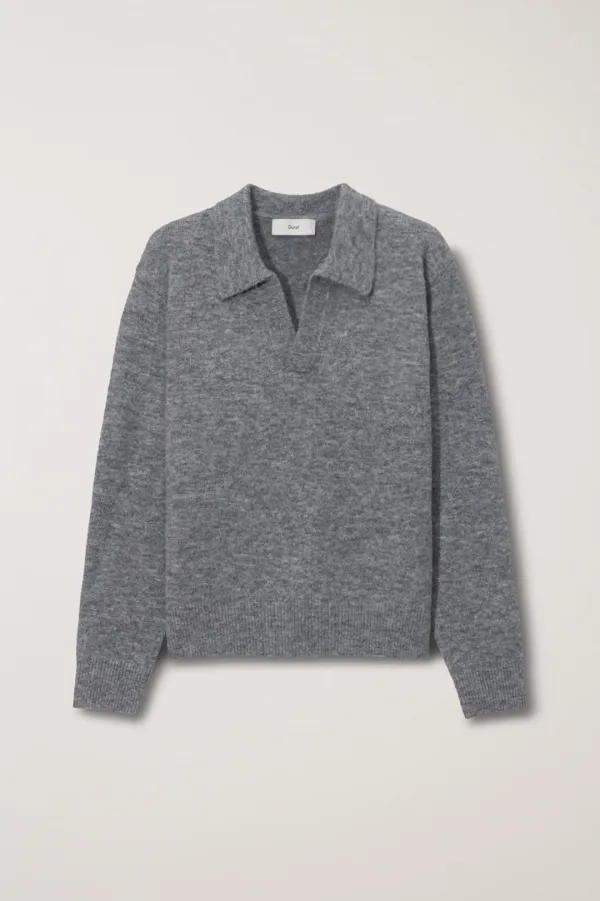 UNISEX OPEN COLLARED SWEATER MELANGE GREY