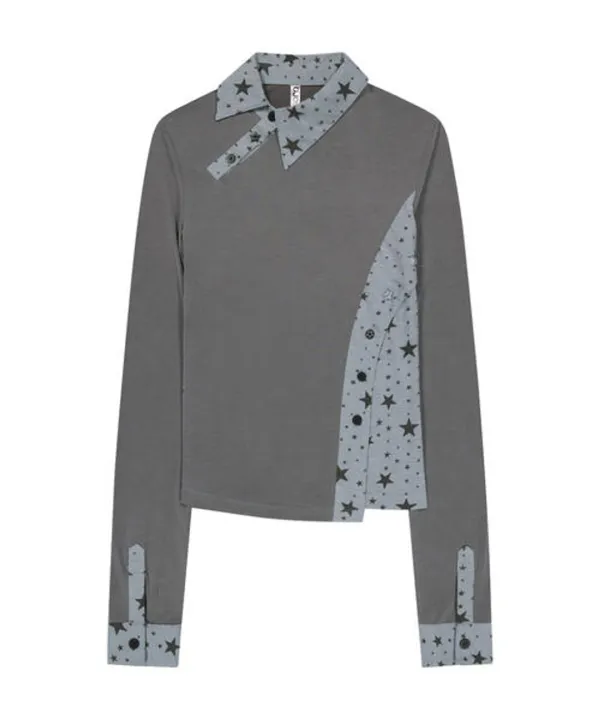 Starcut Jersey Collar Tee / Mint Grey
