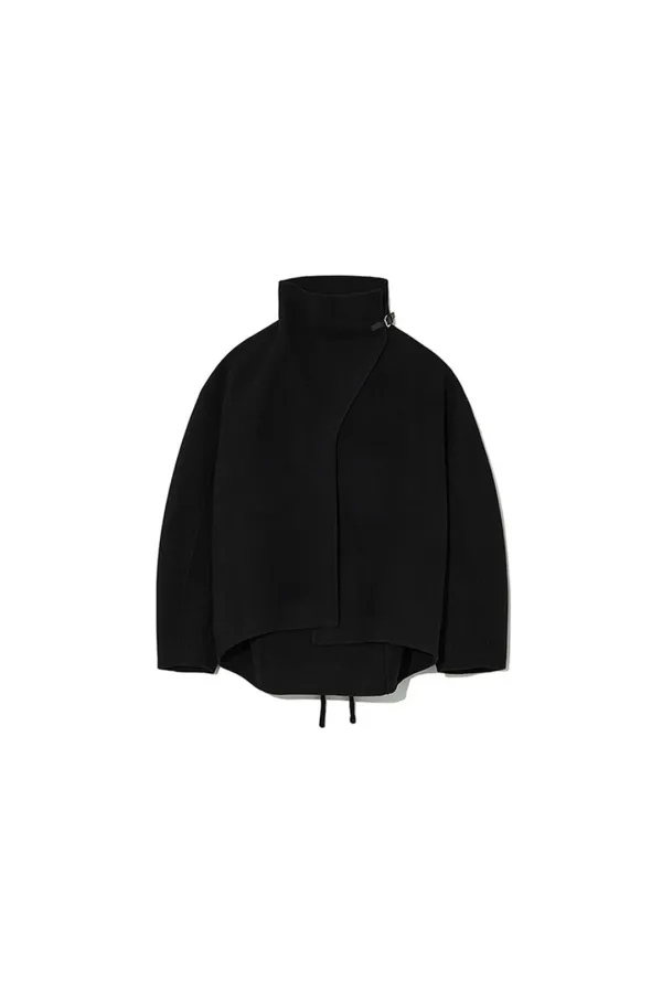 COWL NECK HANDMADE HALF COAT [BLACK] - LE17SEPTEMBRE