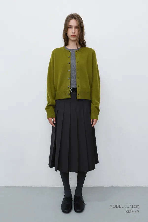 UNISEX CREWNECK KNIT CARDIGAN OLIVE GREEN_UDSW6C101E1