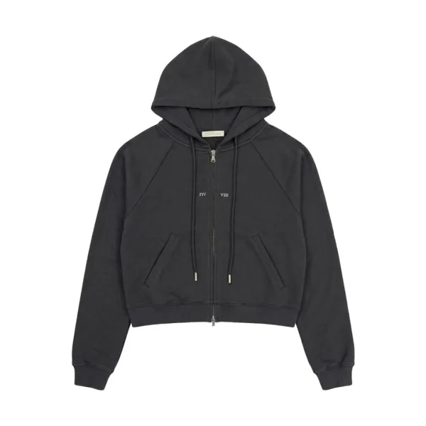 Split Logo Detail Hoodie (fuzzy charcoal)