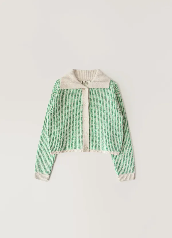 Tucking Reversible Knit Cardigan - Grass Green