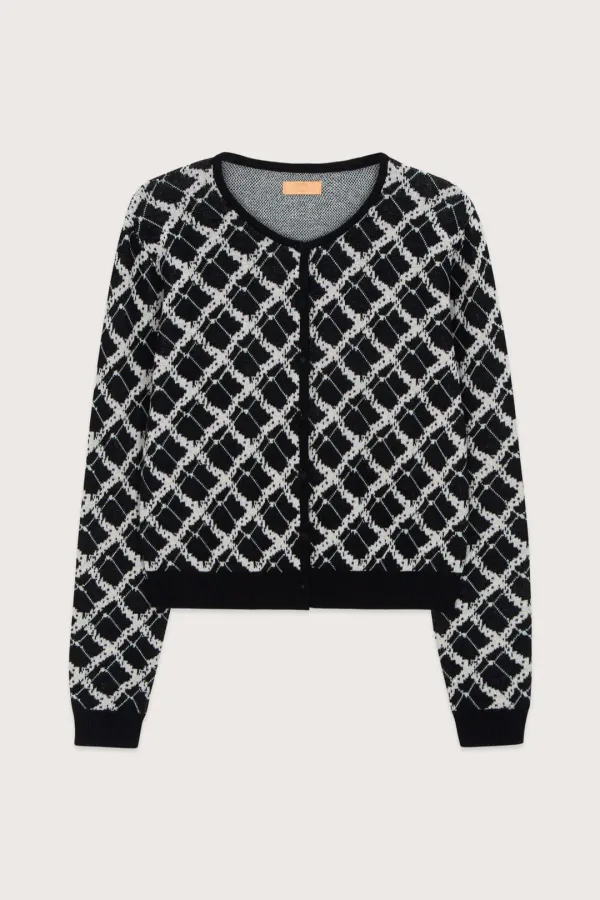 Flower Pattern Cardigan (Black)