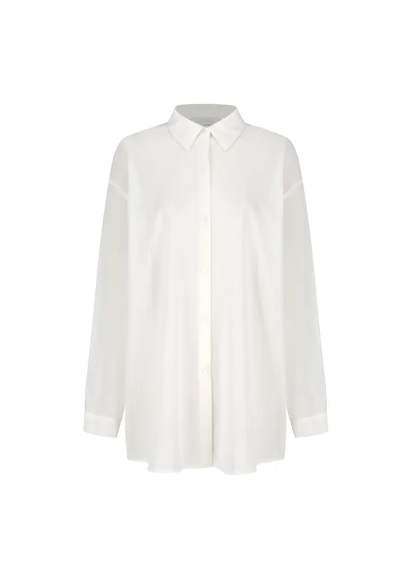 sheer cotton classic shirts, ivory