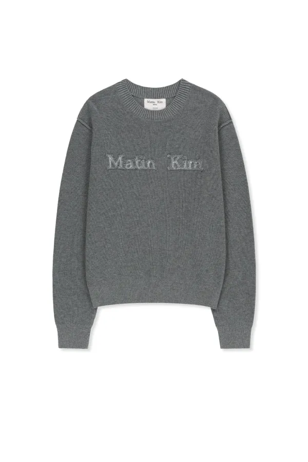 MATIN APPLIQUE LOGO KNIT PULLOVER IN GREY