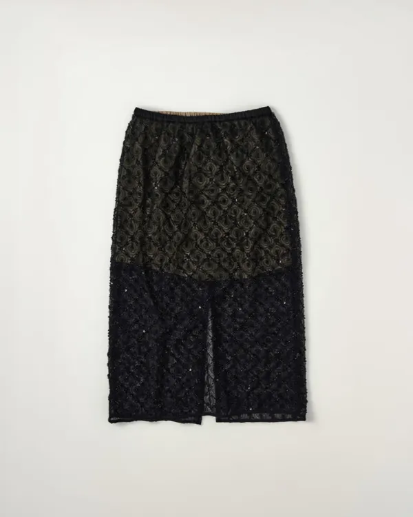 [10/19 순차배송] Beaded Lace Skirt [BLACK]