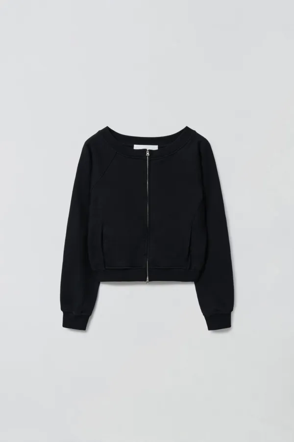 BOAT NECK ZIP-UP_BLACK