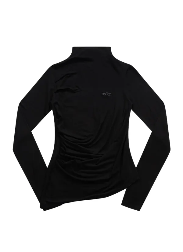 VEIL HIGH-NECK TEE / BLACK