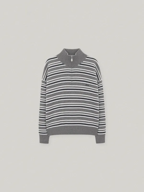 HERITAGE HALF ZIP UP KNIT (GRAY)