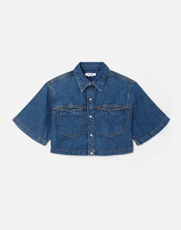Oversized Crop Shirt - Rustic Indigo