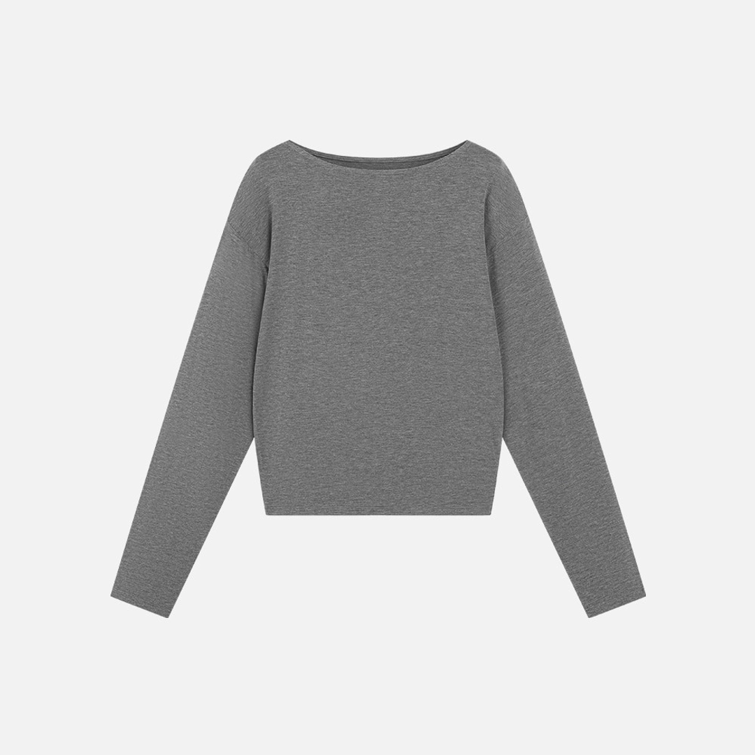 시야쥬 SITP5312 보트넥 드롭 숄더 티셔츠_Melange gray 상품 이미지 2
