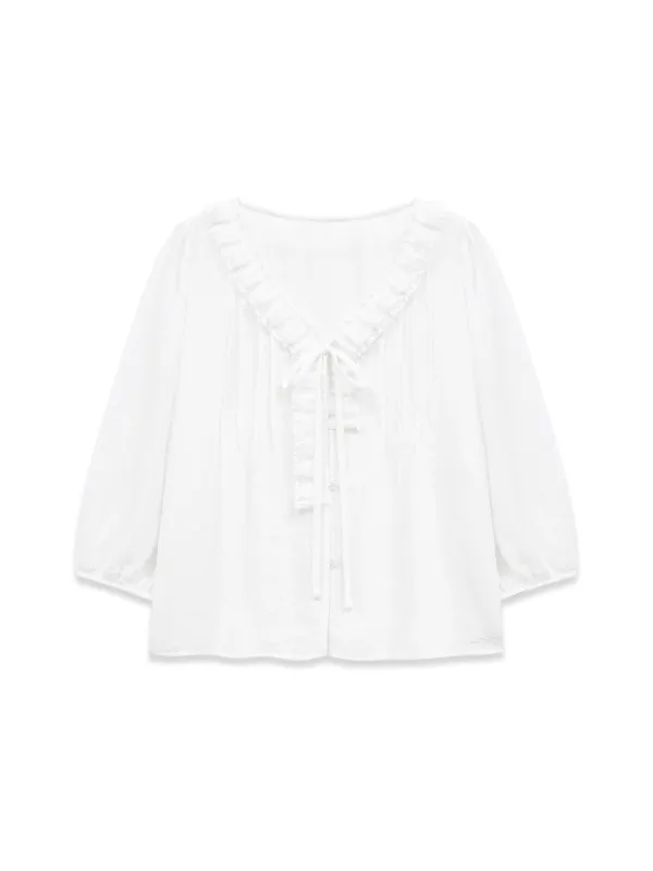 LACE PINTUCK BLOUSE (WHITE)