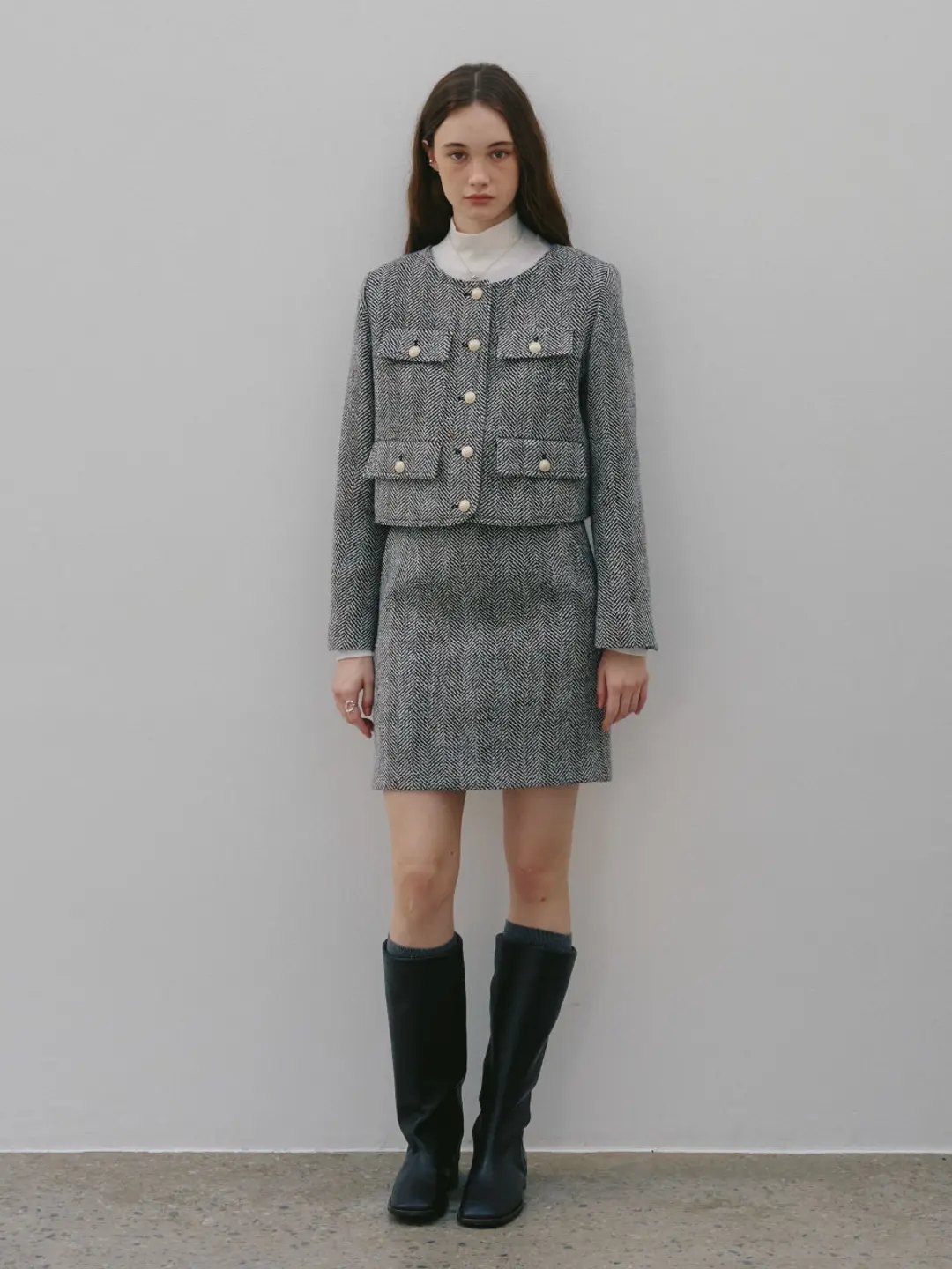 뮤제 [10th] LOREN Tweed SET-UP_Black 상품 이미지 2