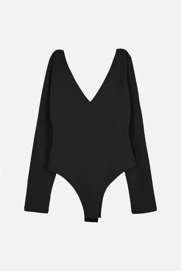 V-Neck Bodysuit _ Black
