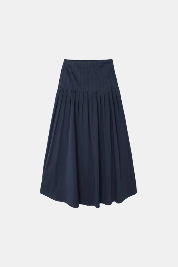 Full Pleated Skirt in Navy