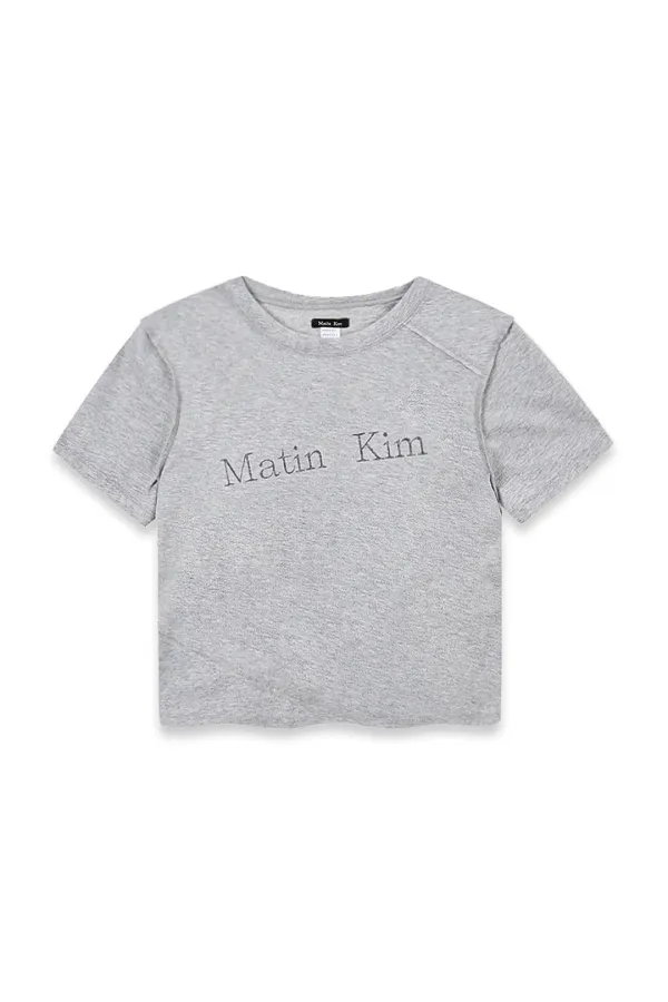 DIAGONAL LOGO REVERSIBLE CROP TOP IN GREY