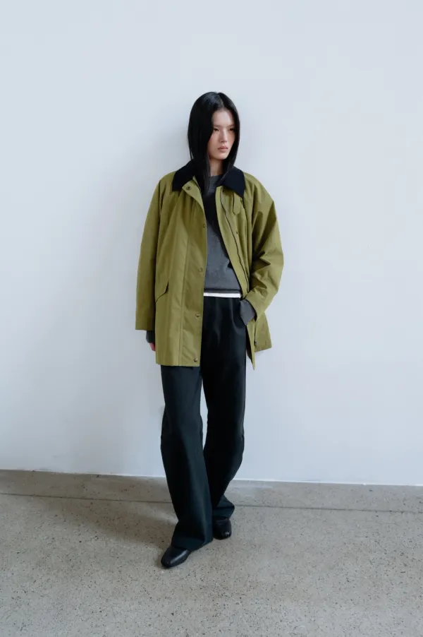 Cotton Curve Pants (Khaki Beige / Blue Gray / Brown / Black)
